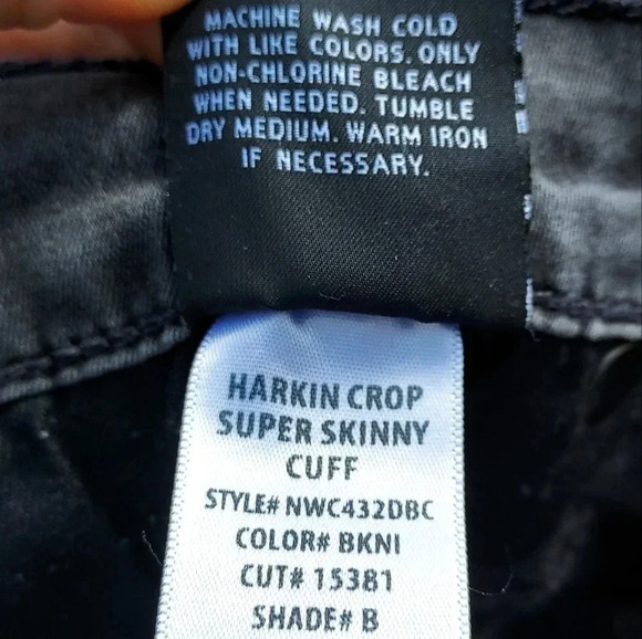 Hudson Harkin Crop Super Skinny Cuff Black Womens Jeans 25 - Picture 10 of 15